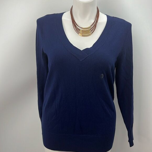 Lane Bryant V Neckline long sleeve navy sweater 14/16 - Picture 1 of 4